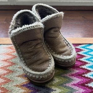 Mou shearling boots with gold studs. Barely worn